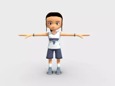 Sports Basket ball Player Girl Low-poly 3D model