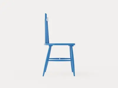 Wood H17 Cane chair - Clear blue Low-poly 3D model