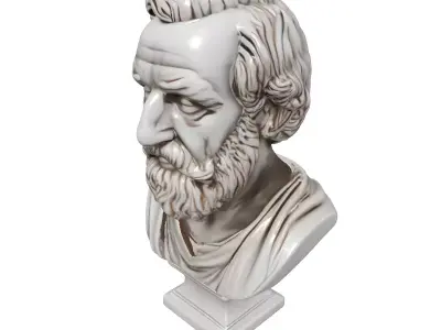 Ancient Greek Philosopher Marble Bust Low-poly 3D model