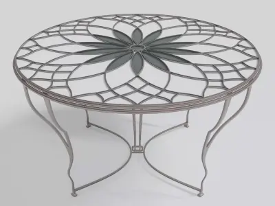 Table -Art Deco Old Flower Design 3D model