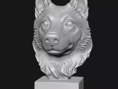 Dog head sculpture 3D print model get
