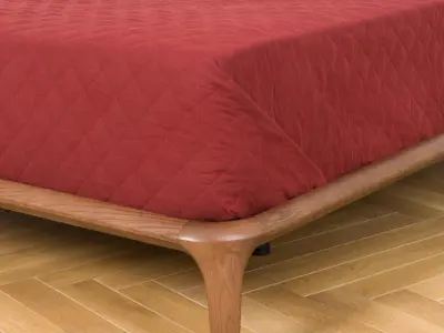 Double bed Vidor Double Bed genuine leather Genuine Cappuccino Low-poly 3D model