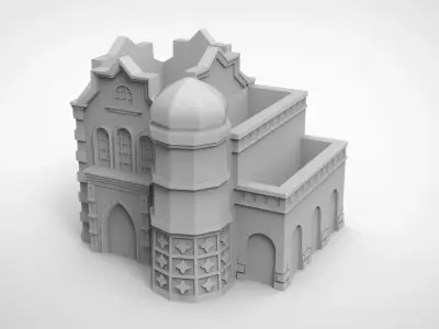 European style architectural castle 3D print model