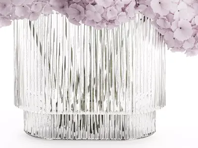 Modern Realistic Bouquet glass Vase Lilac Hydrangea 620 3D model