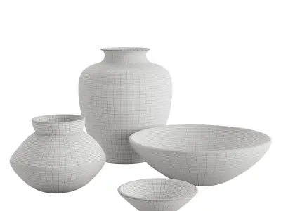 Handcrafted Marbled Ceramic Collection 3D model