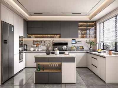 Kitchen fully parametric Resizable manufacturable 0062 3D model