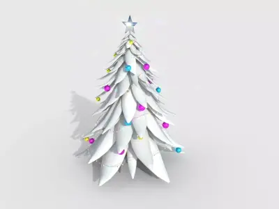 Christmas Tree 04 Snow Colored - Cartoon Interior Decoration Low-poly 3D model