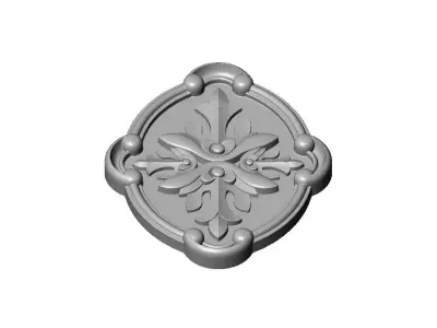 Oval scroll frame and carved floral rosette relief 3D print model