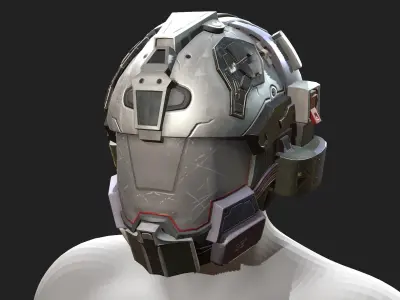 Helmet scifi military 3d model space Low-poly 3D model