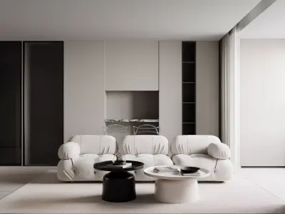 Modern living room dining room interior scenes 563 3D model