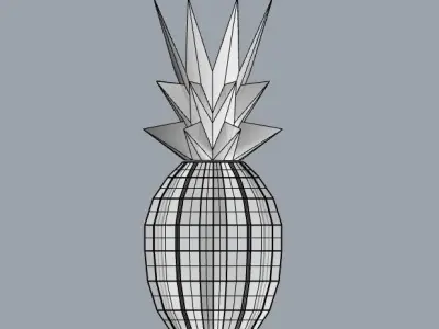 Lowpoly pineapple golden 3D model