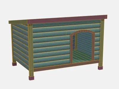 Wood Dog House Low-poly 3D model