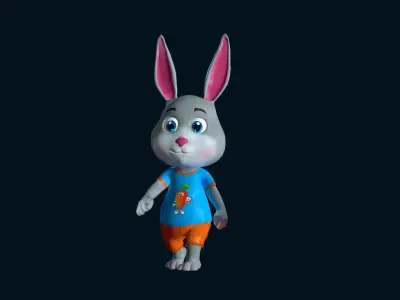 Cartoon Rabbit Gaming Animation pack Low-poly 3D model