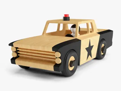 Wooden Toy Police Car 3D model