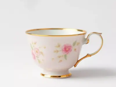 Elegant Floral Teacup model pack Low-poly 3D model