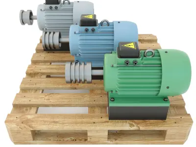 Electric motor - Wooden pallet 3D model 3D model