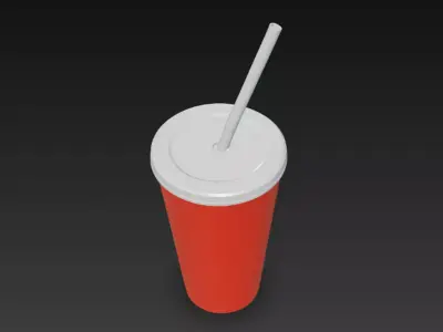 Red Soda Cup Low-poly 3D model