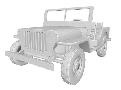 Jeep willys lowpoly car textured Low-poly 3D model