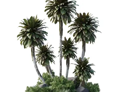Outdoor Garden Set Bush and Tree Garden Set 3D model