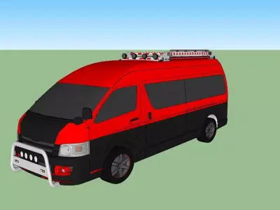 Toyota Hiace Hi-Roof Van with Roof Rack 3D model