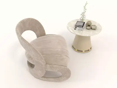 Modern Coffee Table and Armchair Set 40 3D model