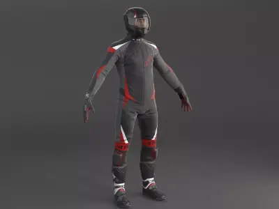 Biker Sport motorcycle rider 3D model