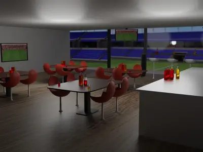 Football Stadium and Interiors Low-poly 3D model purchase