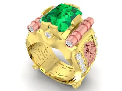 Luxury Emerald Statement Ring for Men 3308 3D print model
