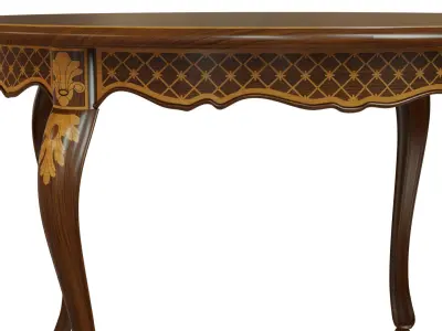 Classic table with inlaid veneer 1200 3D model