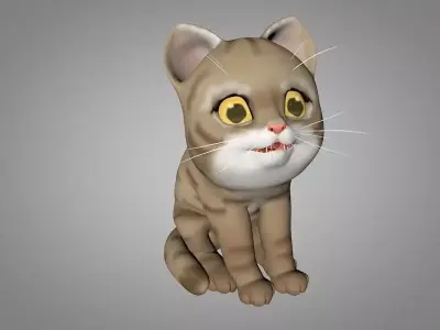 Kitty cartoon cat Low-poly 3D model