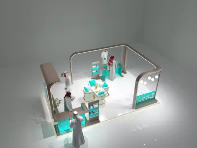 booth 6x4 open side  3D model