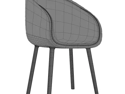 Luxury Velvet Armchair with Gold Accents 3D model
