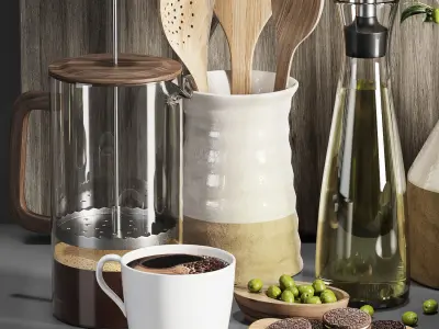 kitchen accessories 01-Olive set 3D model