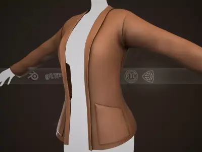 Female Brown Jacket Style 2 Low-poly 3D model