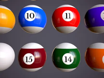 Billiard Balls Low-poly 3D model