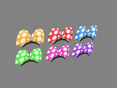 Six bow hair bands -  hairpins - head decoration Low-poly 3D model