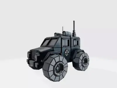 cyberpunk cartoon lowpoly black car Low-poly 3D model