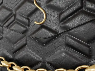 Black leather handbag model Free 3D model