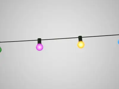 String Christmas Lights V8 Low-poly 3D model