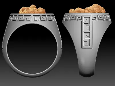 Skull and snake man ring Sculpture jewelry Gold silver  3D print model