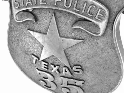 Old Texas Police badge 3D model
