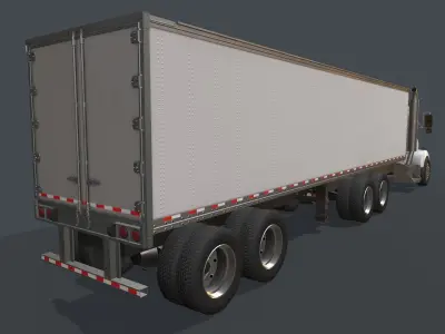 Kenworth T800 Box Trailer Low-poly 3D model