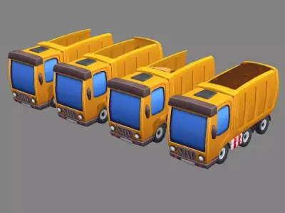 Cartoon truck - Engineering truck Low-poly 3D model
