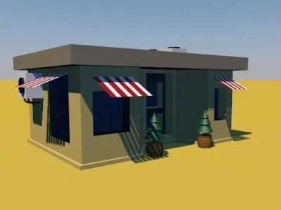 Low Poly style SHOP  Low-poly 3D model