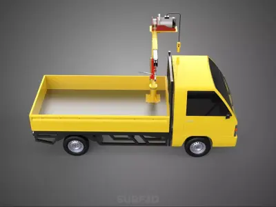 PICKUP TRUCK ELECTRIC WINCH HOIST LIFT BOOM HYDRAULIC CRANE JIB 3D model