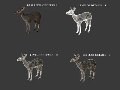 Roe Deer - Fawn Cub Baby Low-poly 3D model