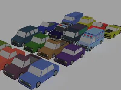 Lowpoly Polygon Cars Low-poly 3D model