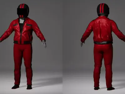 Redline Racer Realistic Outfit Low-poly 3D model