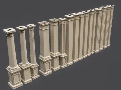 Classic  columns carvings and gypsum cornice 5 Low-poly 3D model