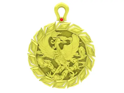 Luxury Phoenix Round Pendant Jewelry Design  4032 3D print model